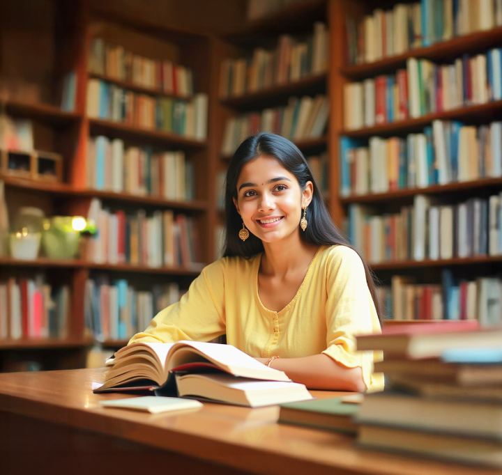 smart female student with book